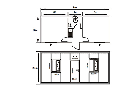 3x7 İki Oda WC Mutfak