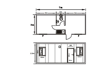 3x7 İki Oda WC Mutfak Tek Kapı