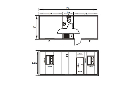 3x7 İki Oda WC Mutfak Tek Kapılı